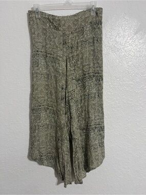Rewash Womens Tropical Green/Black Wide Leg Capri Pants Size M # 611